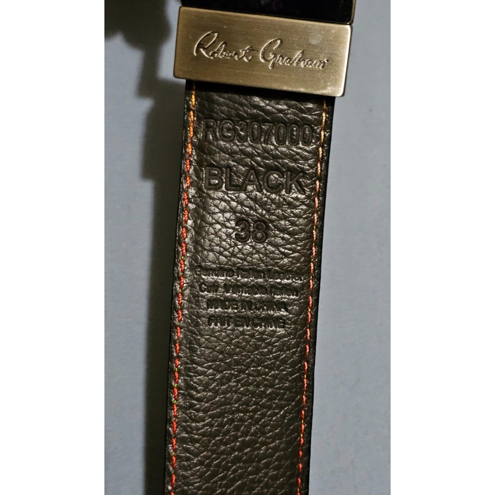 Robert Graham 32" Reversible Vinsanto Italian Leather Belt Black/Brown (Size 38) - Picture 2 of 4